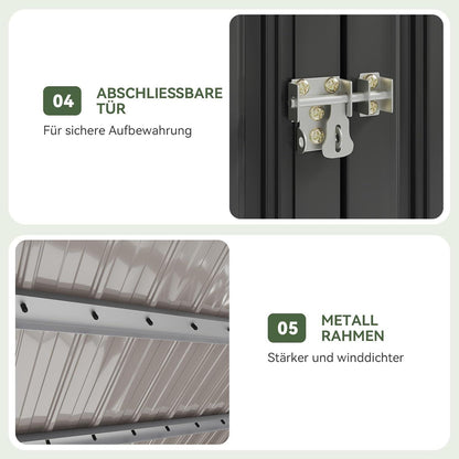 Gerätehaus 150x117x80cm – Mülltonnenbox mit Gasdruckfeder