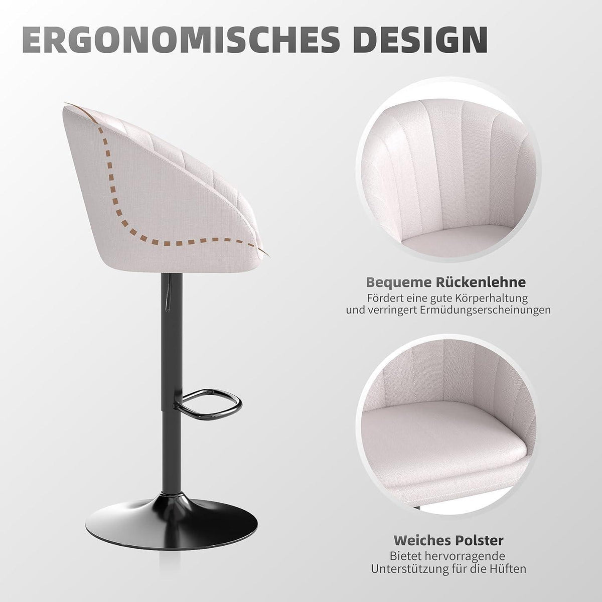 Youhauchair Barhocker Set 4 – Höhenverstellbar, Beige