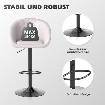 Verstellbarer Barhocker mit Lehne & Fußstütze – Beige