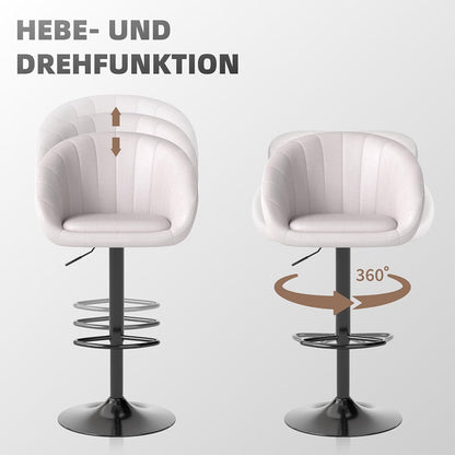 Verstellbarer Barhocker mit Lehne & Fußstütze – Beige