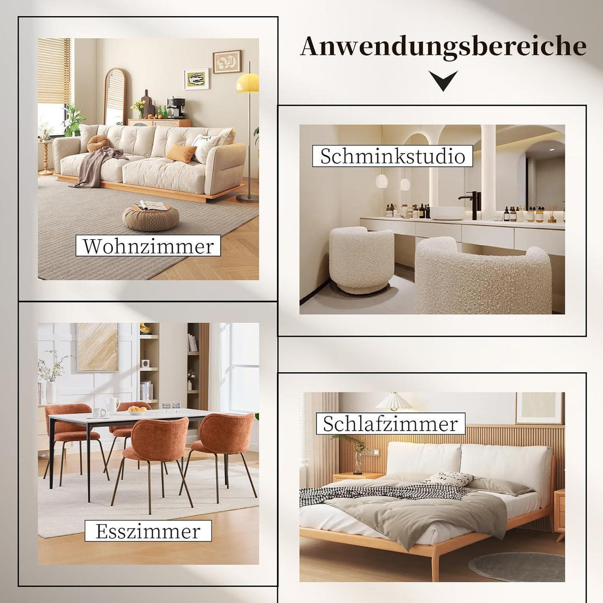Moderner Esszimmerstuhl Chenille Stoff Orange, Bequem & Stabil