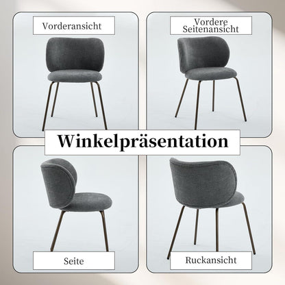 Esszimmerstühle 2er Set Grau, Chenille & Metallbeine