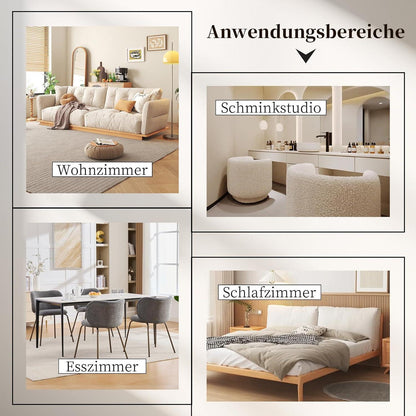 Esszimmerstühle 2er Set Grau, Chenille & Metallbeine