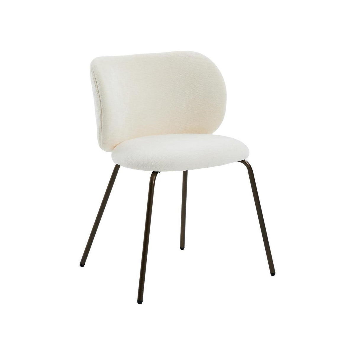 Moderner Esszimmerstuhl Chenille Creme Weiß – Bequemer Polsterstuhl