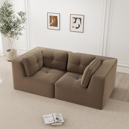Modulares Ecksofa mit Cord – Bequemes Sofa ohne Aufbau Braun