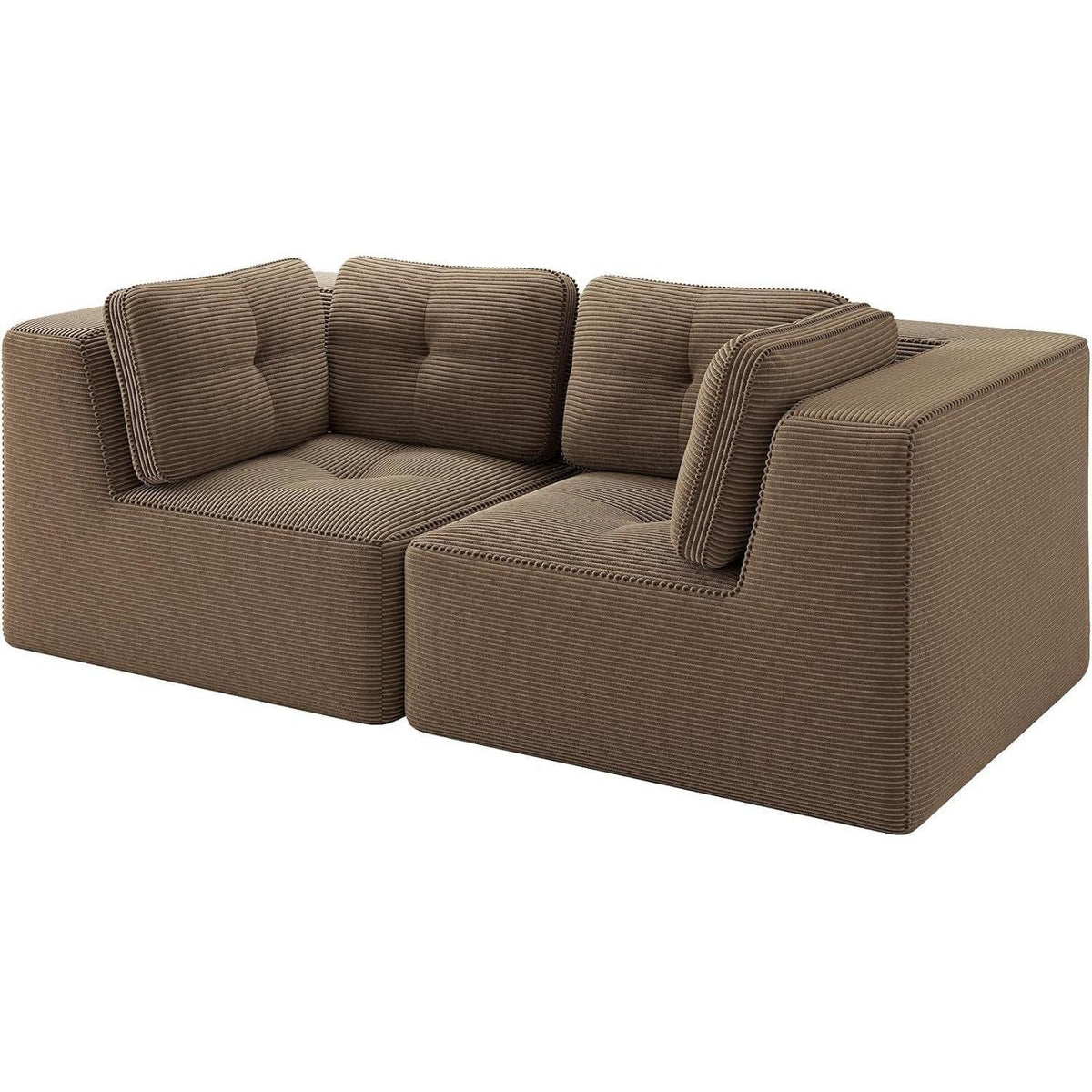 Modulares Ecksofa mit Cord – Bequemes Sofa ohne Aufbau Braun