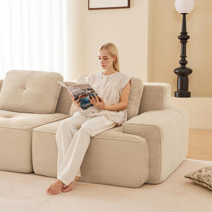 Modulares Ecksofa mit Cordbezug – Beige, Kein Aufbau nötig