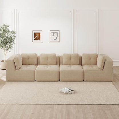 Modulares Ecksofa mit Cord – Bequemes Sofa ohne Aufbau, Beige