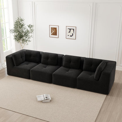 Modulares Ecksofa mit Cord – Tiefes Sitzsofa Schwarz 2C2S