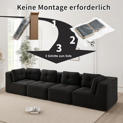 Modulares Ecksofa mit Cord – Tiefes Sitzsofa Schwarz 2C2S