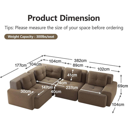 Modulares Ecksofa mit Cordbezug – Braun, Kein Aufbau nötig