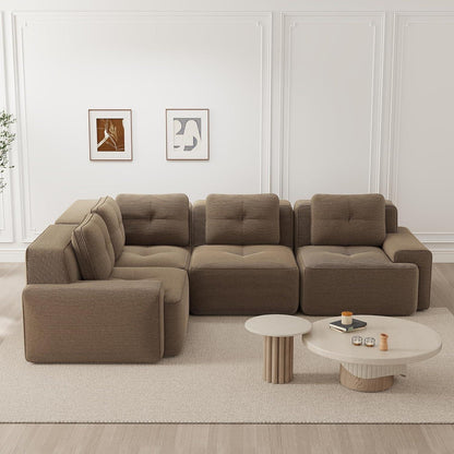Modulares Ecksofa mit Cordbezug – Braun, Kein Aufbau nötig