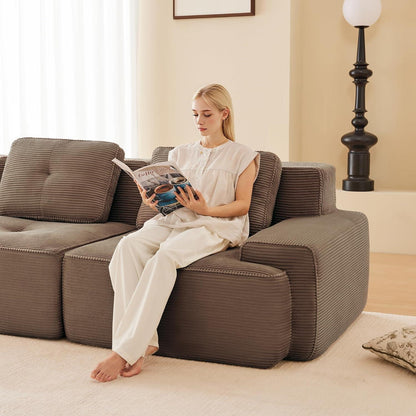 Modulares Ecksofa mit Cordbezug – Braun, Kein Aufbau nötig