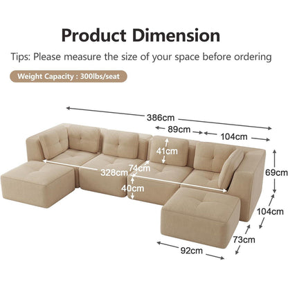 Modulares Ecksofa mit Cord – Bequemes Sofa ohne Aufbau, Beige
