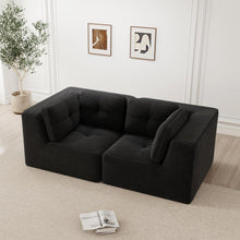 Modulares Ecksofa Schwarz – Kein Aufbau, Tiefe Sitzfläche & Cordstoff