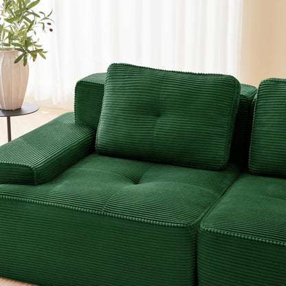 Modulares Ecksofa Grün 2C+1O – Kein Aufbau, Tiefe Sitzfläche