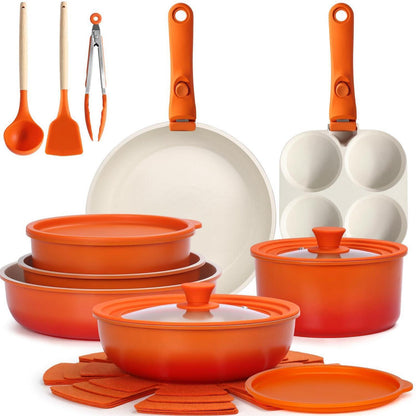 Granit Topfset 21-teilig mit Abnehmbarem Griff & Farbverlauf