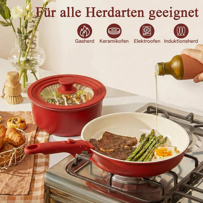 Granit Topfset 21-teilig mit Abnehmbarem Griff & Farbverlauf