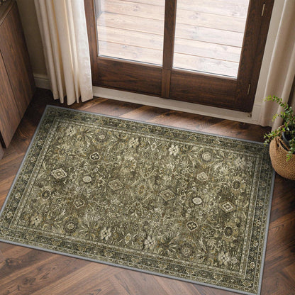 Vintage Teppich Braun 60x90cm - Waschbar & Rutschfest