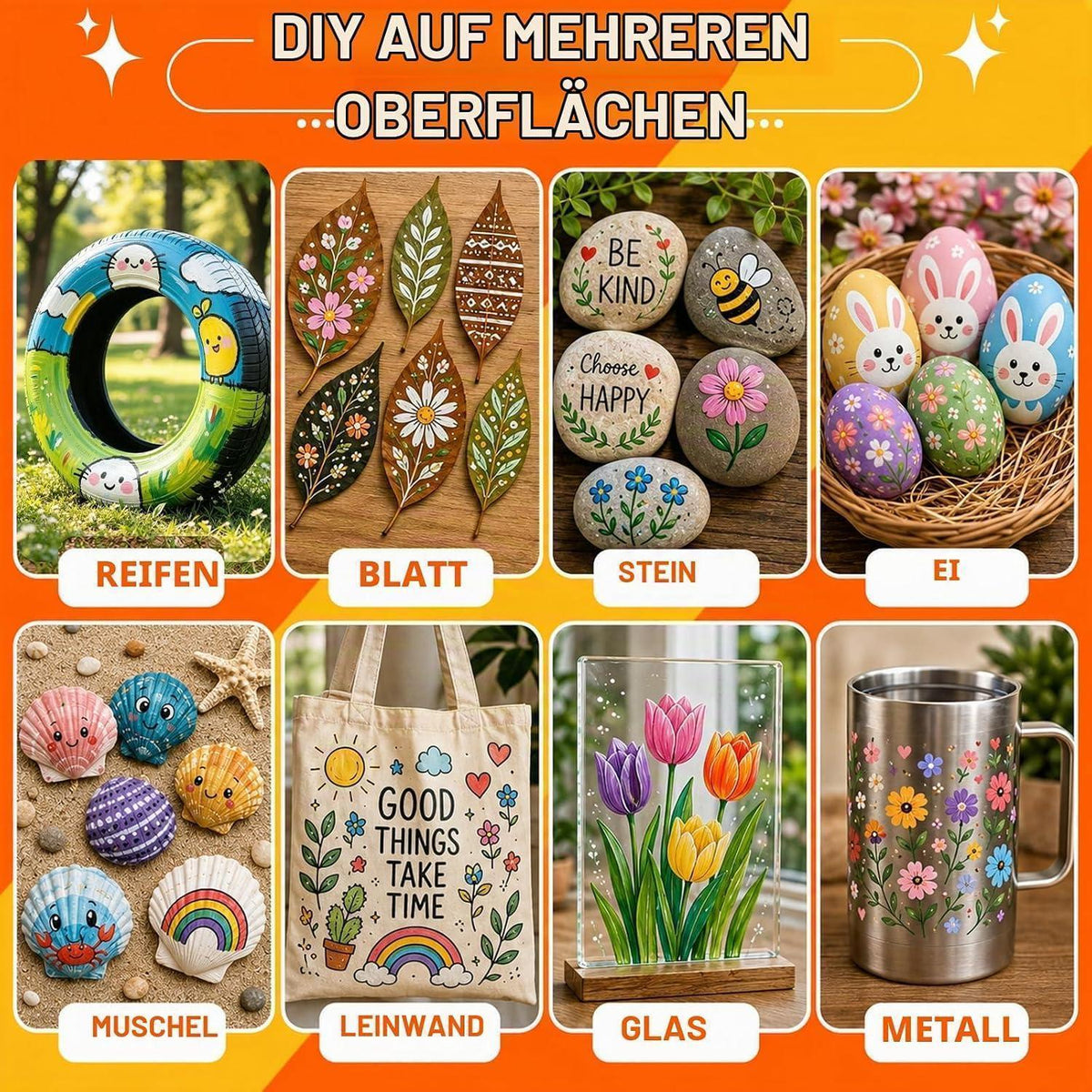 Acrylmarker Set mit Pinselspitze – 288 Farben für Stein, Holz & mehr