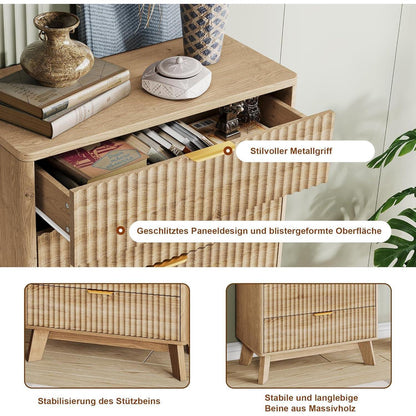 Kommode 5 Schubladen Holz, Landhausstil mit Kippschutz