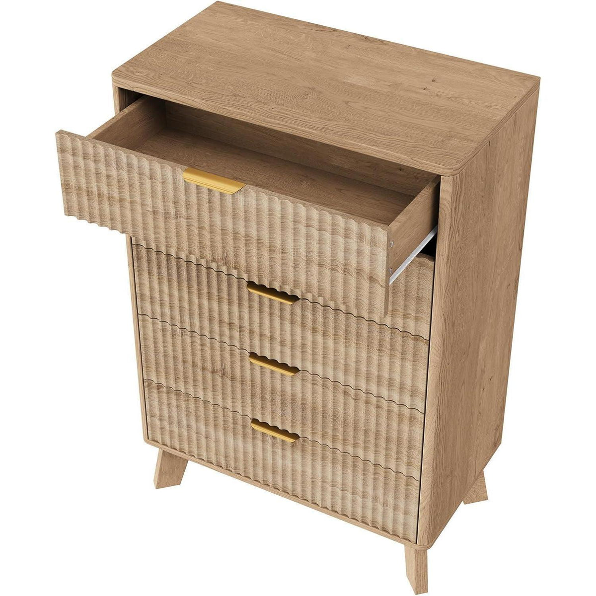 Kommode 5 Schubladen Holz, Landhausstil mit Kippschutz