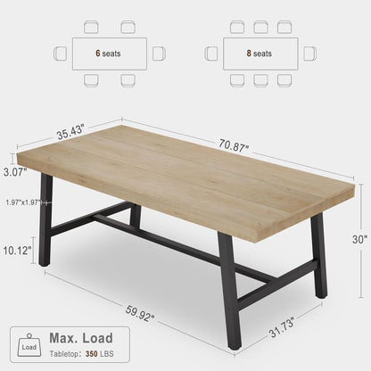 Rechteckiger Esstisch für 6-8 Personen | Industriedesign Holz & Metall