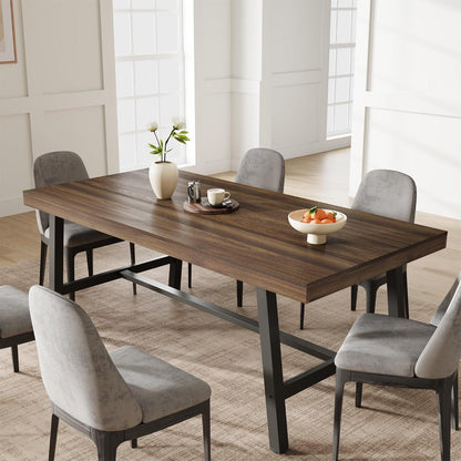 Rechteckiger Esstisch für 6-8 Personen | Industriedesign Braun