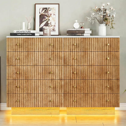 Kommode 5 Schubladen Holz, Landhausstil mit Kippschutz