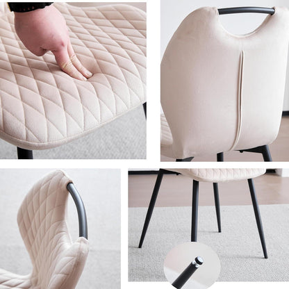 Runder Esstisch Set 100cm mit 4 Samtstühlen – Gelb & Beige