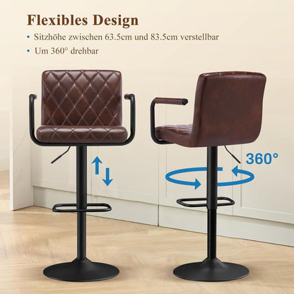Barhocker Set 4er – Höhenverstellbar & 360° Drehbar Dunkelbraun