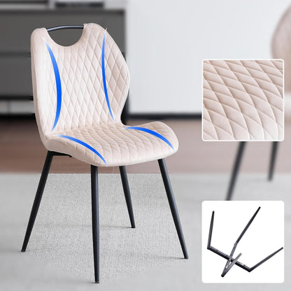 Runder Esstisch Set 5-teilig | Modernes Esszimmer Set mit Samtstühlen