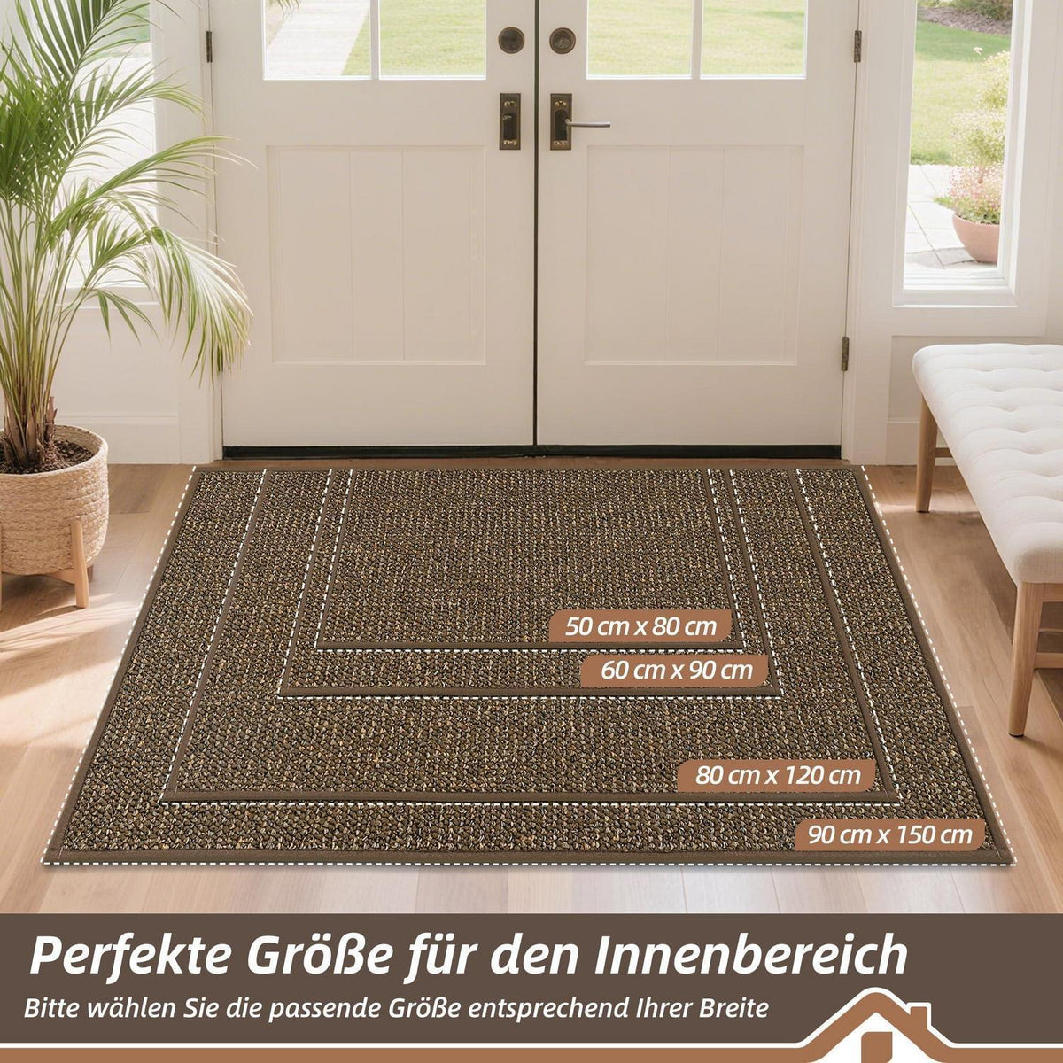 Fußmatte Innen rutschfest waschbar Braun 80x120 cm