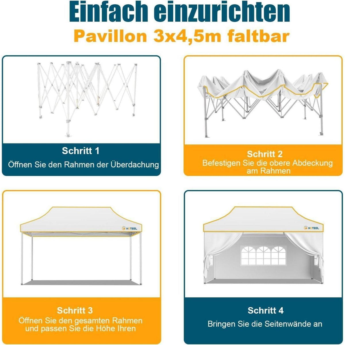 Faltpavillon 3x4,5m – Wasserdicht, Stabil & Winterfest