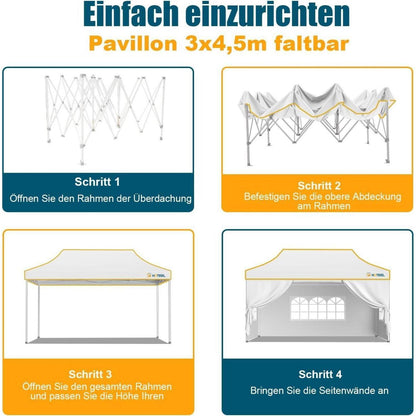 Faltpavillon 3x4,5m – Wasserdicht, Stabil & Winterfest