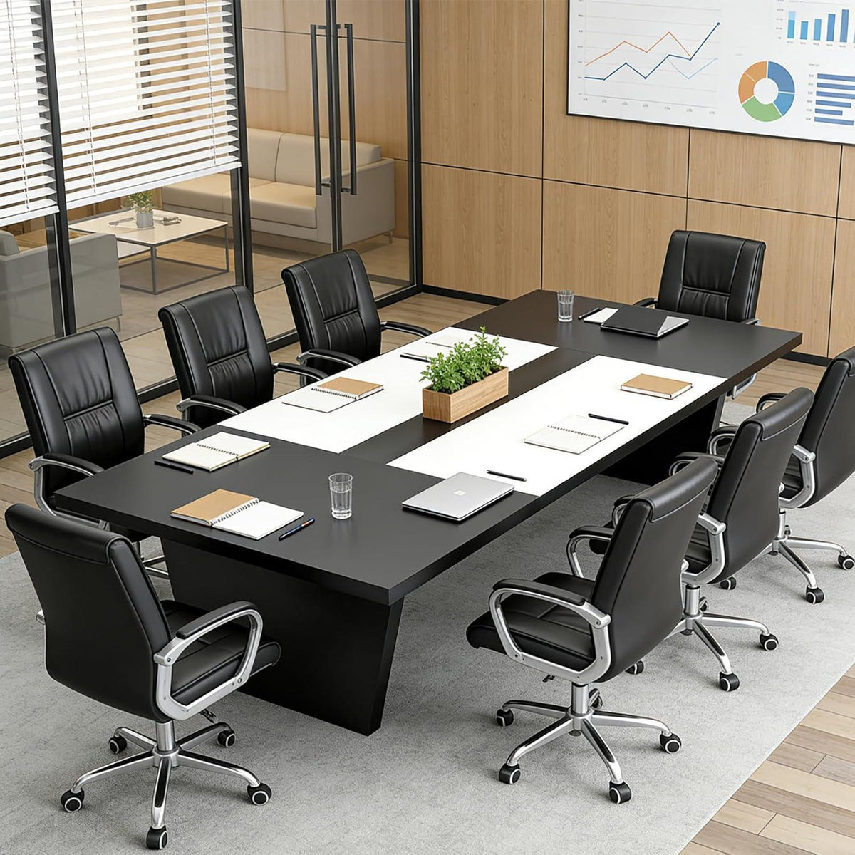 Moderner Konferenztisch 360x100cm – Stabiler Besprechungstisch für Büro
