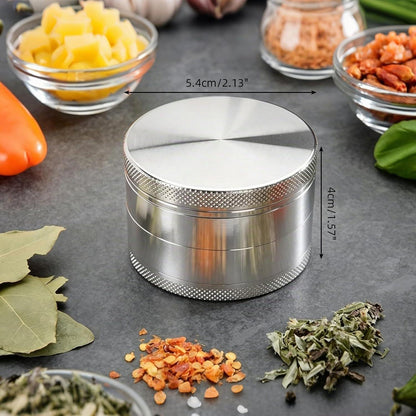 Edelstahl Kräutermühle 55mm – 4-teilig mit Pollen Scraper