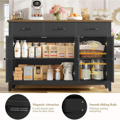 Sideboard mit Arbeitsplatte – Küchenschrank Schwarz 120cm