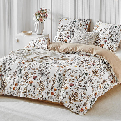 Bettwäsche-Set 220x240 weiß mit Blumenmuster