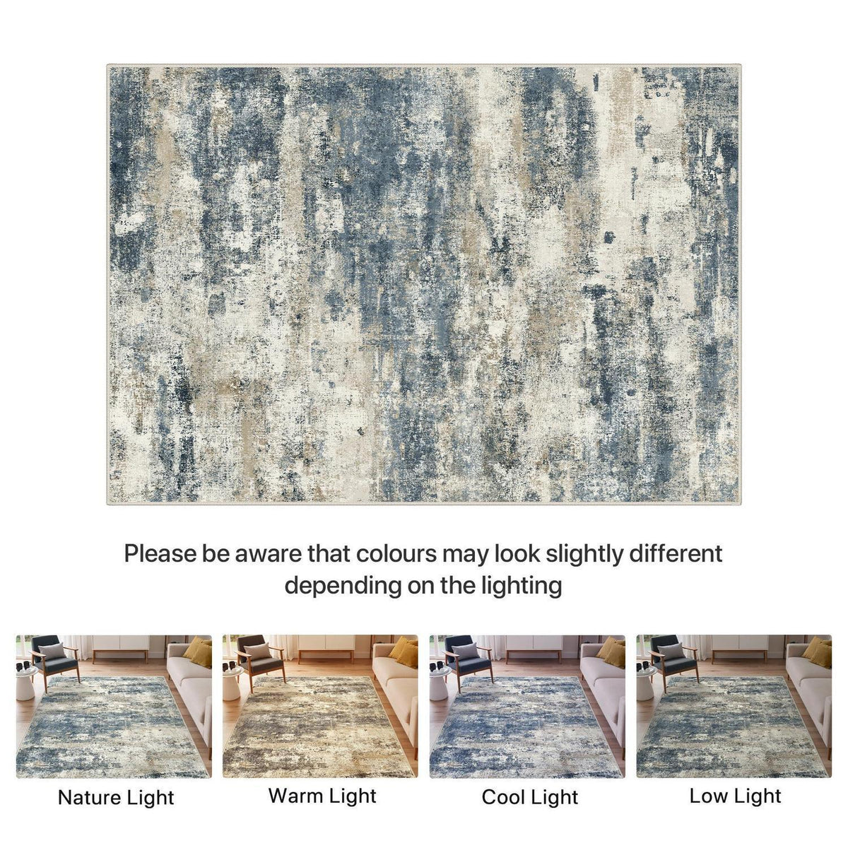 Moderner Waschbarer Teppich Schieferblau 160x230 cm Rechteckig