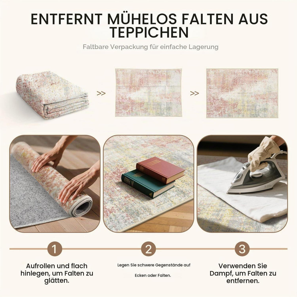 Moderner Wohnzimmerteppich Koralle 200x290 cm – Waschbar & Rutschfest