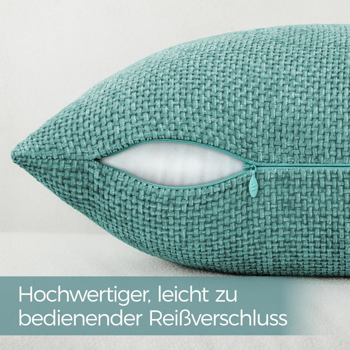 Türkis Chenille Kissenbezug 40x40 cm - 2er Set