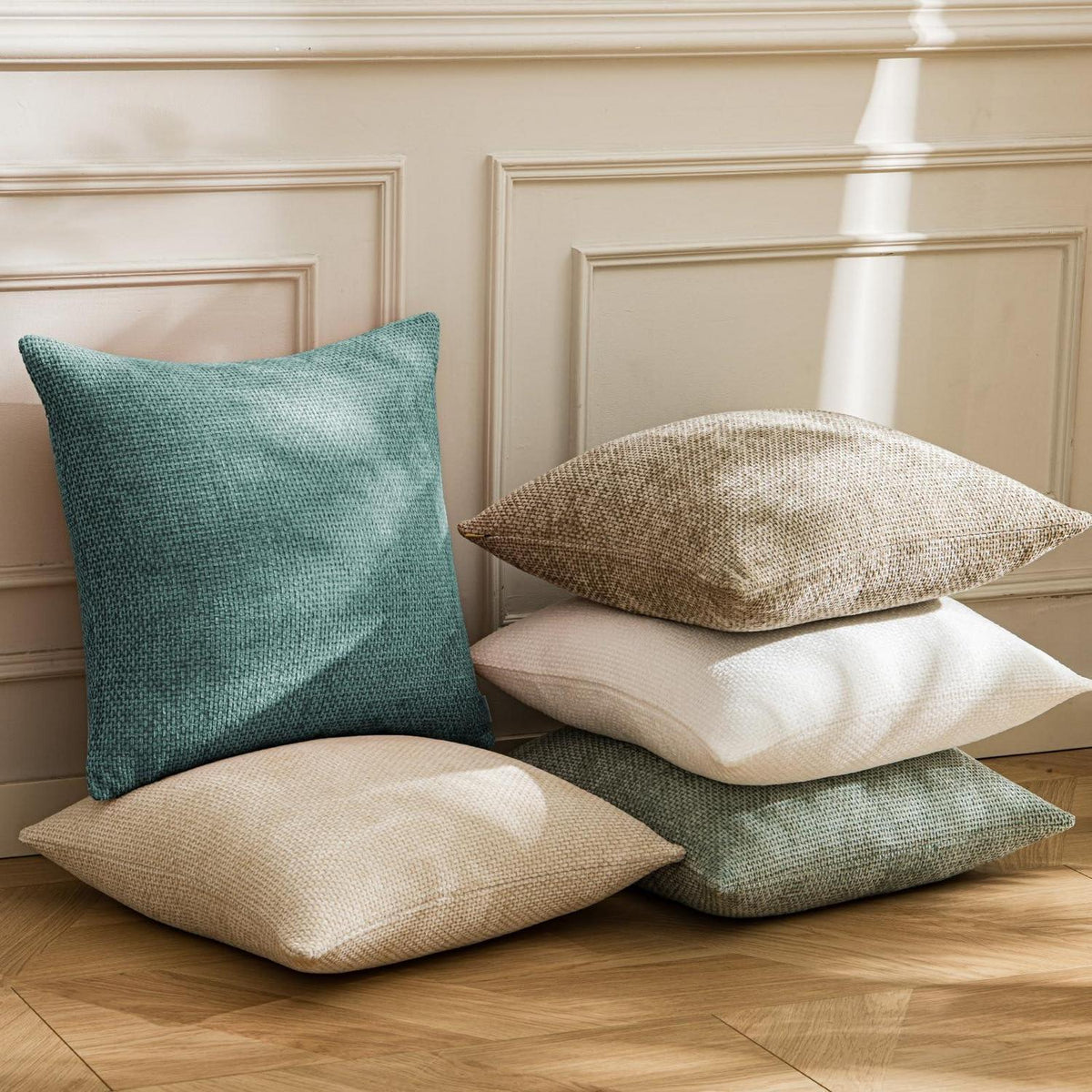 Türkis Chenille Kissenbezug 40x40 cm - 2er Set