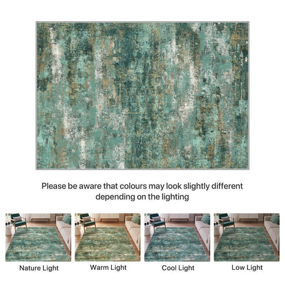 Moderner Wohnzimmerteppich 200x290 cm Waldgrün, Waschbar & Rutschfest