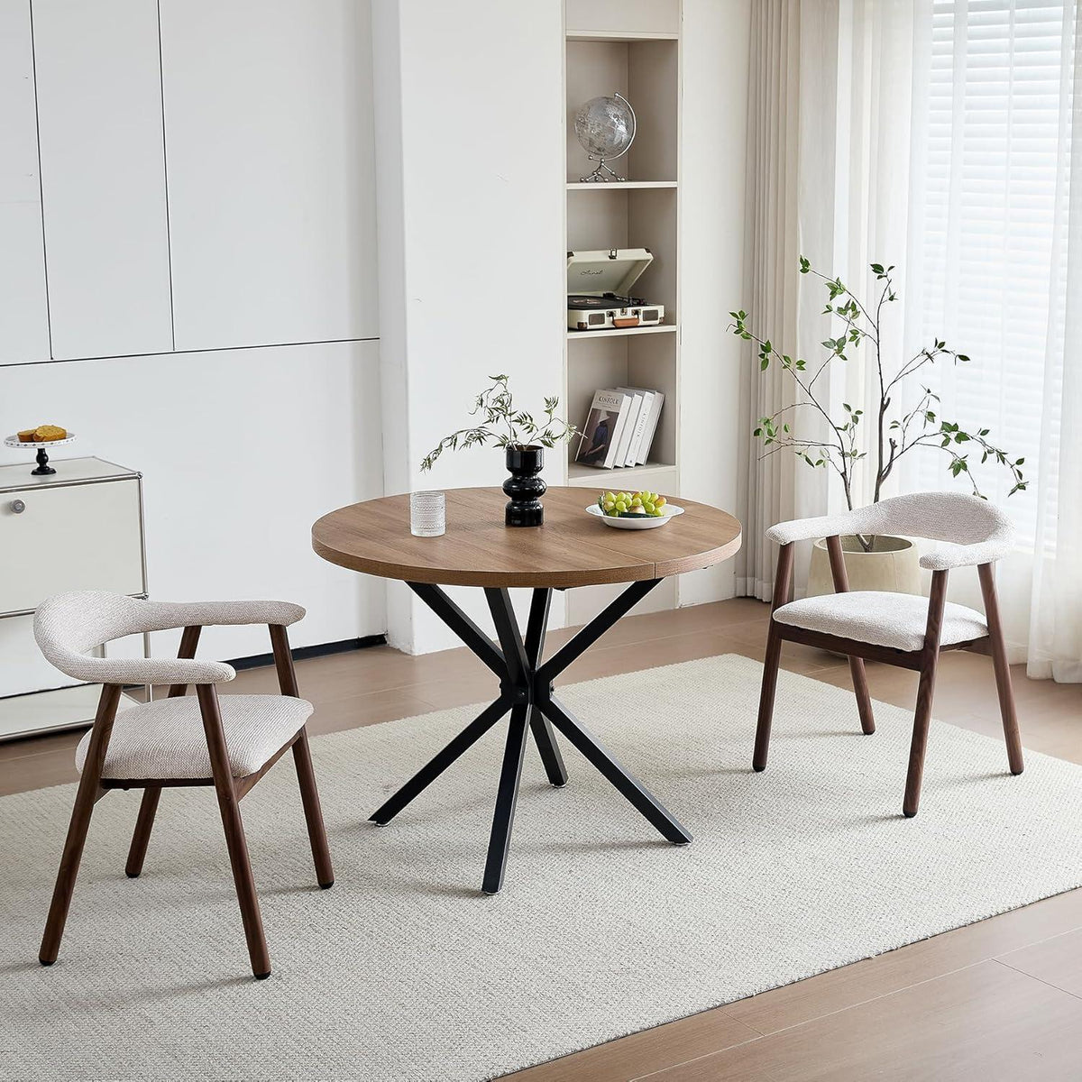 Küchenstuhl 2er Set, Modern & Bequem, Beige/Dunkelbraun