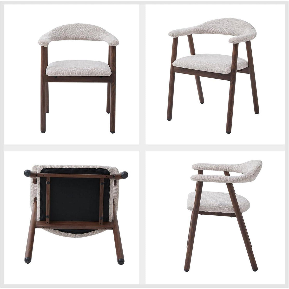Küchenstuhl 2er Set, Modern & Bequem, Beige/Dunkelbraun
