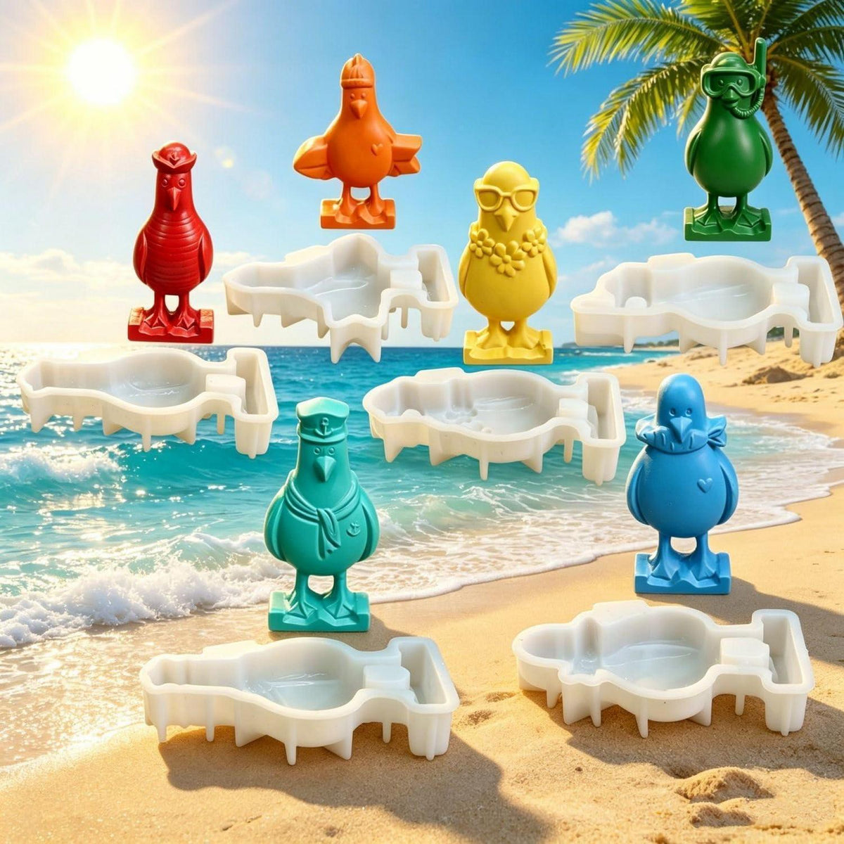 6x Möwe Silikonform Maritim – Gießformen für Kerzen & Seife