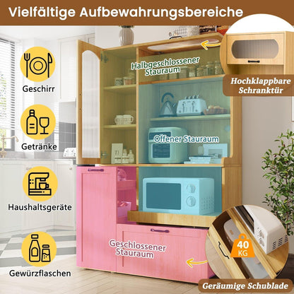 Highboard mit Schubladen & Regalböden – Küchenschrank Naturholz