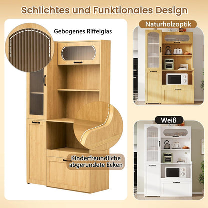 Highboard mit Schubladen & Regalböden – Küchenschrank Naturholz