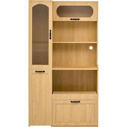 Highboard mit Schubladen & Regalböden – Küchenschrank Naturholz